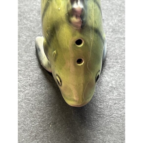 Vintage Japan Fish Perch Bass Salt & Pepper Shaker Set Cabin Lake MCM Ceramic - Picture 6 of 10